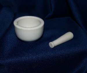 WITCHES WHITE STONEWARE PESTAL & MORTAR PAGAN/WICCAN  