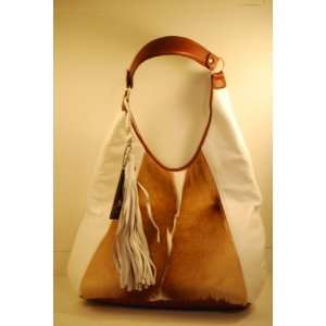  Springbok Skin and Finest White Leather Designer Handbag 