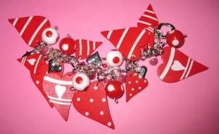OOAK Valentines Day Charm Bracelet Vintage Style Jewelry Love Hearts 