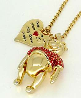 Disney Couture Gold & Crystal Winnie the Pooh Bear Necklace