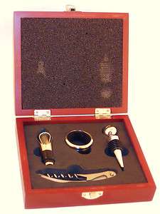 pc Wine Accessory Tools Gift Set Beautiful Wooden Gift Box NEW 
