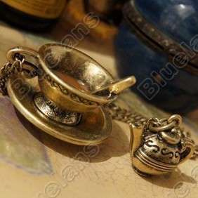   Passion Cup Teapot w/ Spoon Cute Pendant Necklace Chain 5140  