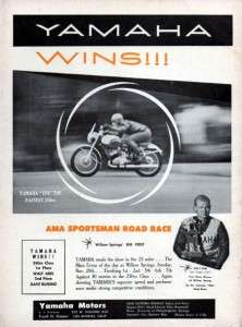   Yamaha YDS 250 Motorcycle Original Willow Springs Racing Ad  