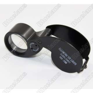 Mini 40X 25MM Jewelry Loupe Magnifier Jewel Jewellery Microscope w LED 