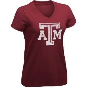  Texas A&M Aggies Womens Maroon Nikki Relaxed Fit V Neck T 