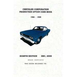    1966 1967 1968 CHRYSLER Option Code Book Parts Govier: Automotive