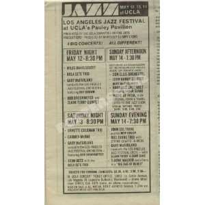  Miles Davis Coltrane LA 1967 Original Concert Ad