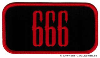 666   IRON ON PATCH NEW EMBROIDERED DEVIL SATANIC EVIL NAMETAG red 