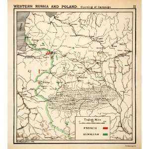 com 1899 Lithograph Map Western Russia Poland Napoleonic War Campaign 