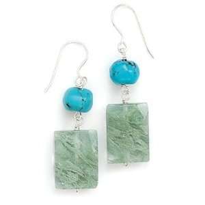   Quartz and Turquoise Drop Earrings on French Wire West Coast Jewelry