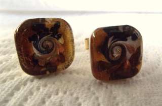 Gioielli R T Murano amber glass Italian cufflinks  