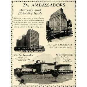  1925 Ad Ambassador Hotels Atlantic New York Los Angeles 