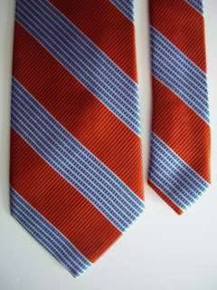 Boys Necktie CLUB ROOM Orange & Blue/White Stripes B45  