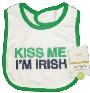 irish by carters white with green trim has embroider kiss me i m irish 