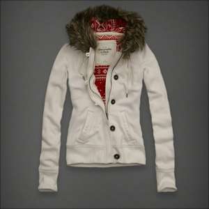   & Fitch Womens Veronica Fur Hood Hoodie Jacket XS White/Cream  