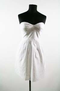 NWT 2011 AUTH TIBI White Eyelet Strapless Dress 6 $286  