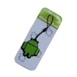 Android Robot Mascot Strap with Screen Cleaner Pad for iPhone and Cell 