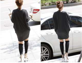 Korea Women Batty Sleeve V neck Loose Large Top T shirt  