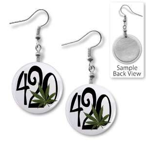  420 Marijuana Pot Leaf Pair of 1 inch Dangle Earrings 
