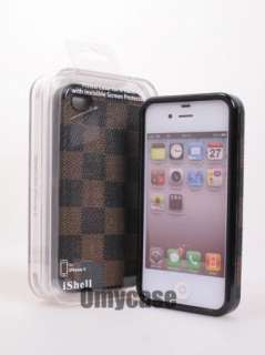 Brown Deluxe Leather Hard Case Cover for Apple iPhone 4S 4G AT&T CDMA 