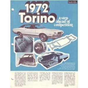  1972 FORD TORINO Sales Brochure Literature Book Piece 