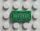   Minifig Money $100 DOLLAR BILL 1x2 Green Decorated Tile  Euro Cash