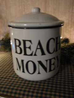 Beach Money Enamelware Tin Holder Unique  
