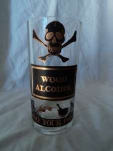 Vintage Georges Briard WOOD ALCOHOL Name your Poison glass  