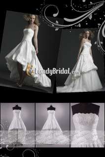 Pageant 2 Pics Style Taffeta A line White Wedding Dress Bridal Gown 