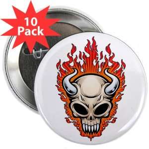  2.25 Button (10 Pack) Alien Biker Flaming Skull 