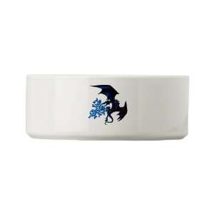  Dog Cat Food Water Bowl Blue Dragon with Lightning Flames 