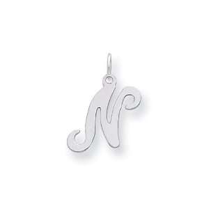 Sterling Silver Stamped Initial N Charm: Jewelry