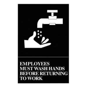 Quartet ADA Approved Hygiene Sign, Employees Must Wash Hands Symbol 