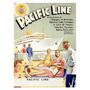  Pacific Line, Caribbean Cruise Giclee Poster Print, 18x24 