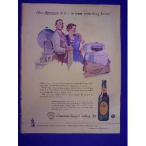  Ballantines Ale, man and woman new washing machine, 40s 