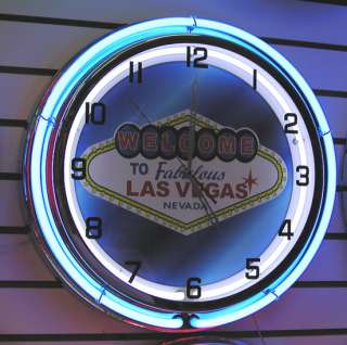 Welcome To Las Vegas Sign Large 2 Ring Neon Clock  
