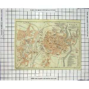   : Antique Map Germany Street Plan Posen Warthe River: Home & Kitchen