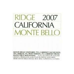  Ridge 2007 Red Wine Monte Bello Santa Cruz Mountain 