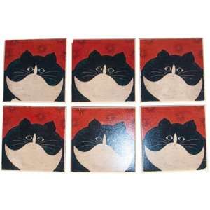 Warren Kimble Cats Meow Set of 6 Stone Coasters:  Kitchen 