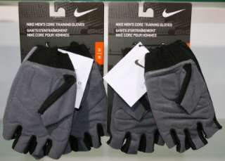 Nike Mens Core Weight Training/Lifting Gloves Fingerless Grey Black 