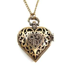 HOTER? Heart Shape Flip Cover Hollow Out Design Antique Style Pocket 