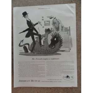  American Mutual Insurance, Vintage 40s full page print ad 