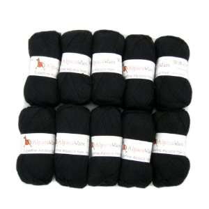  Alpaca Knitting Yarn Sport 10 Skeins by Putuco(IC), Black 