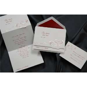 Two Hearts Beat in Claret Wedding Invitations