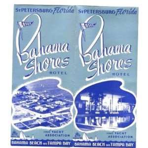    Bahama Shores Hotel Brochure ST Petersburg FL 1951 