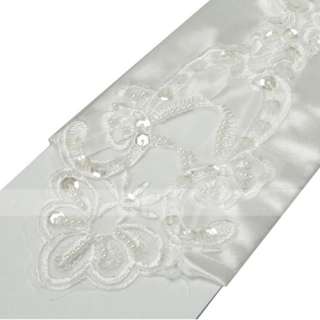 White Pretty Embroidery Lace Wedding Pearl Beaded Fingerless Bridal 