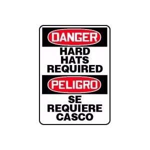   HARD HATS REQUIRED (BILINGUAL) Sign   20 x 14 .040 Aluminum: Home
