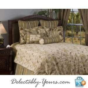  Island Song Beige Tropical Bedding 4 Pc Cal King Comforter 