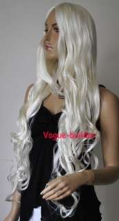 35 Long White Spiral Wavy Cosplay Party Hair Wig 01#  