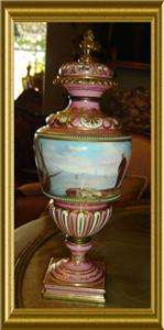   RARE!! SIGNED PINK SEVRES COVERED URN MUSEUM PIECE,AMAZING PAINTING